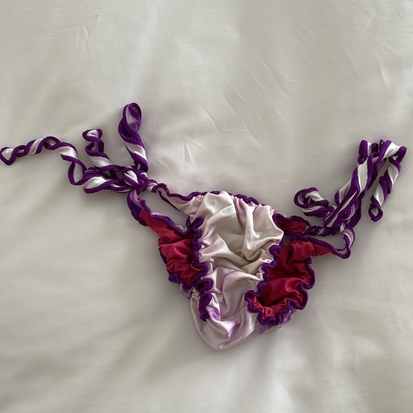 Tie dye purple bikini with frilly details. Size M. - Picture 3 of 3
